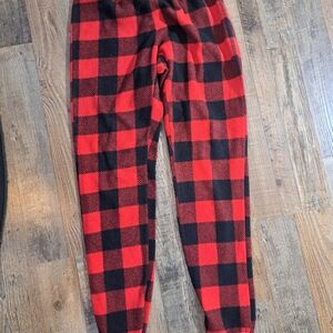 Red and Black Plaid Fleece Pants